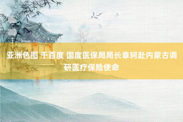 亚洲色图 千百度 国度医保局局长章轲赴内蒙古调研医疗保险使命